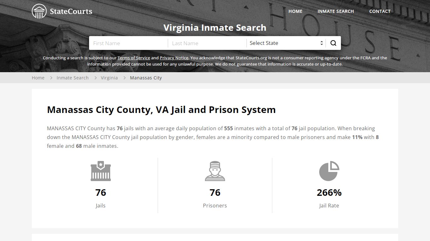 Manassas City County, VA Inmate Search - StateCourts