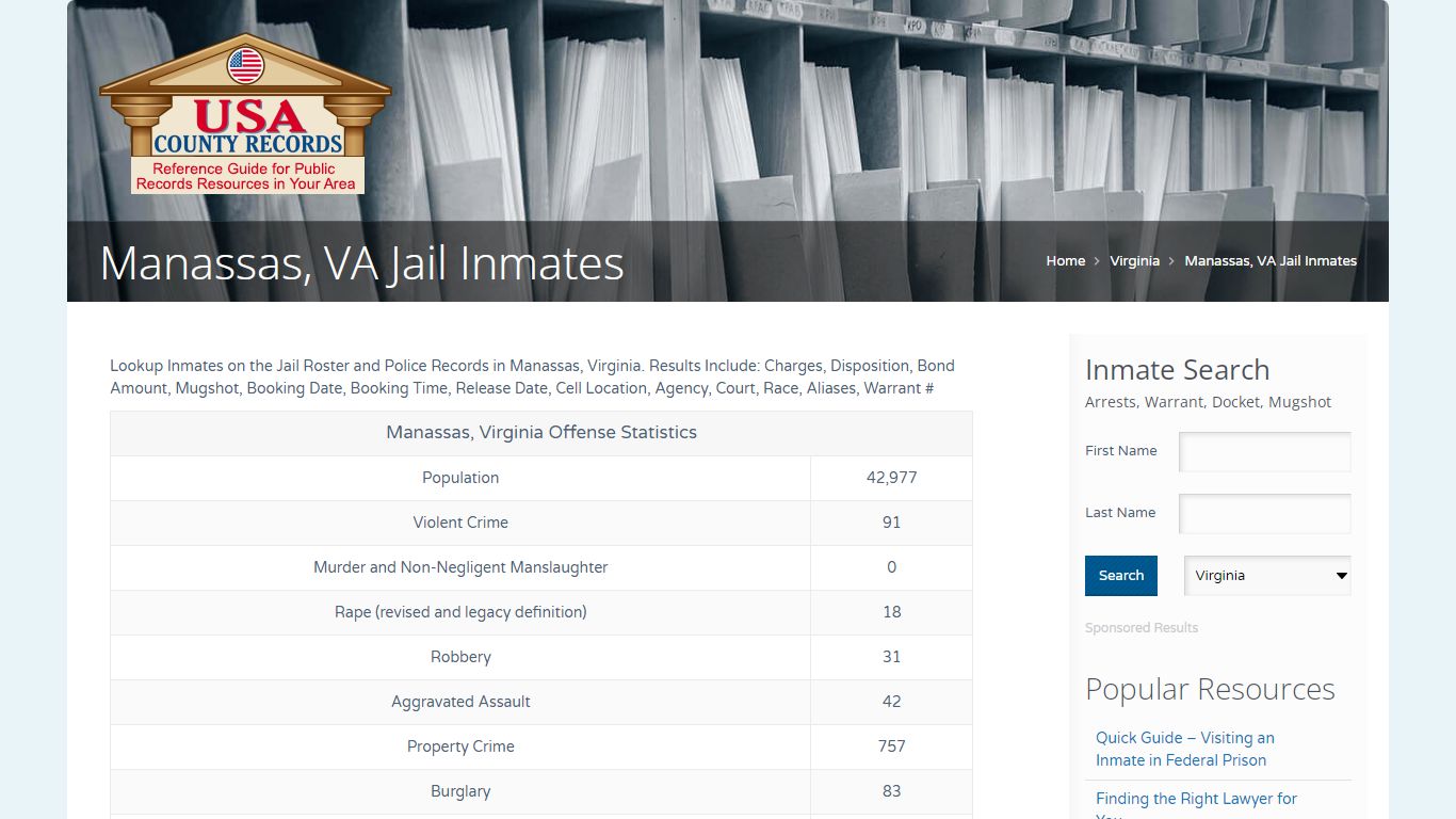 Manassas, VA Jail Inmates | Name Search